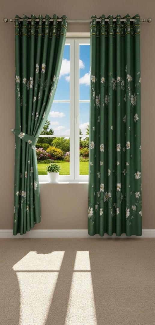 Printed Cotton Curtain Pair --( DZN 0032 )