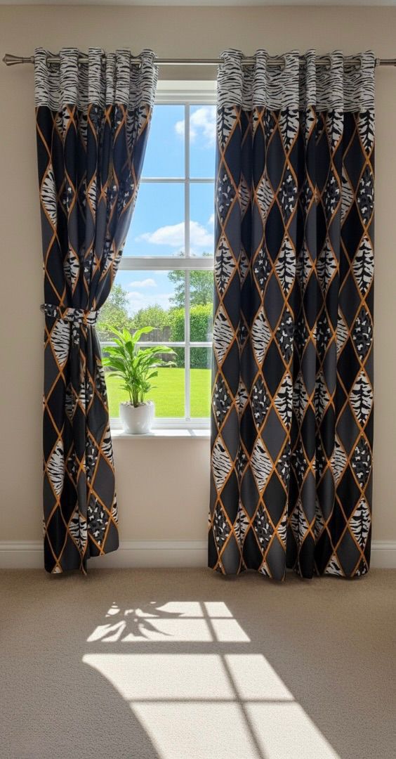 Printed Cotton Curtain Pair --( DZN 0028 )
