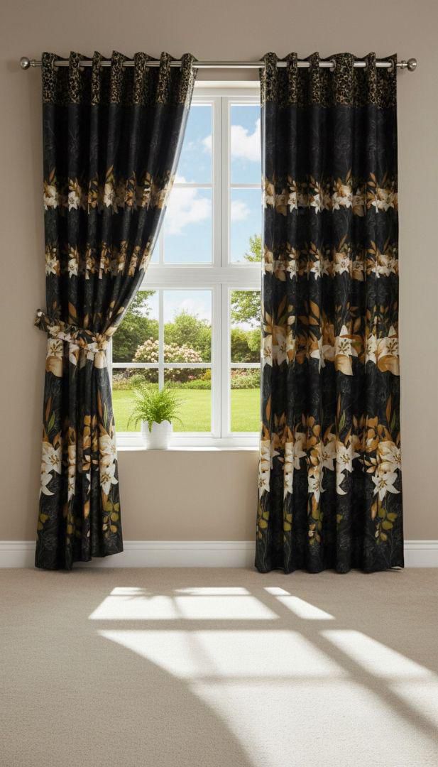 Printed Cotton Curtain Pair --( DZN 0024 )