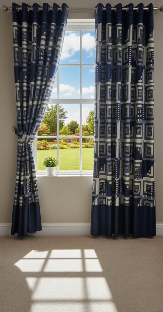 Printed Cotton Curtain Pair --( DZN 0027 )