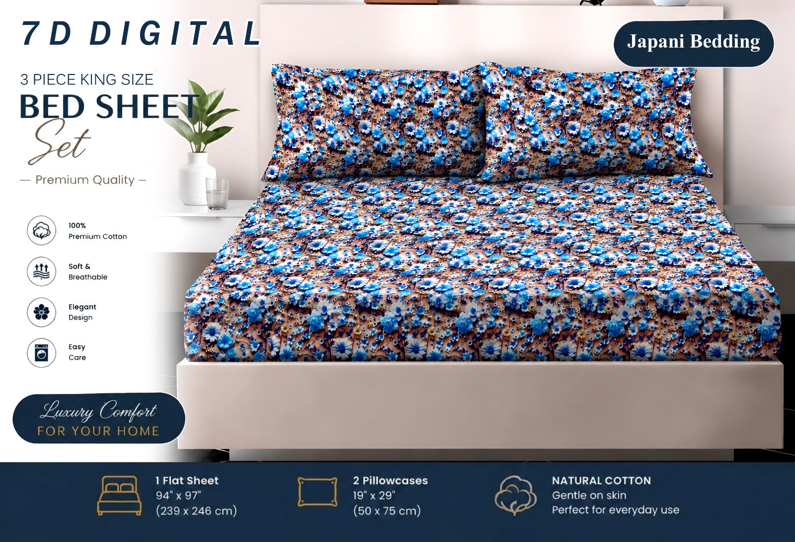 7D Digital Micro Cotton Bedsheets ( DZN 6611 )