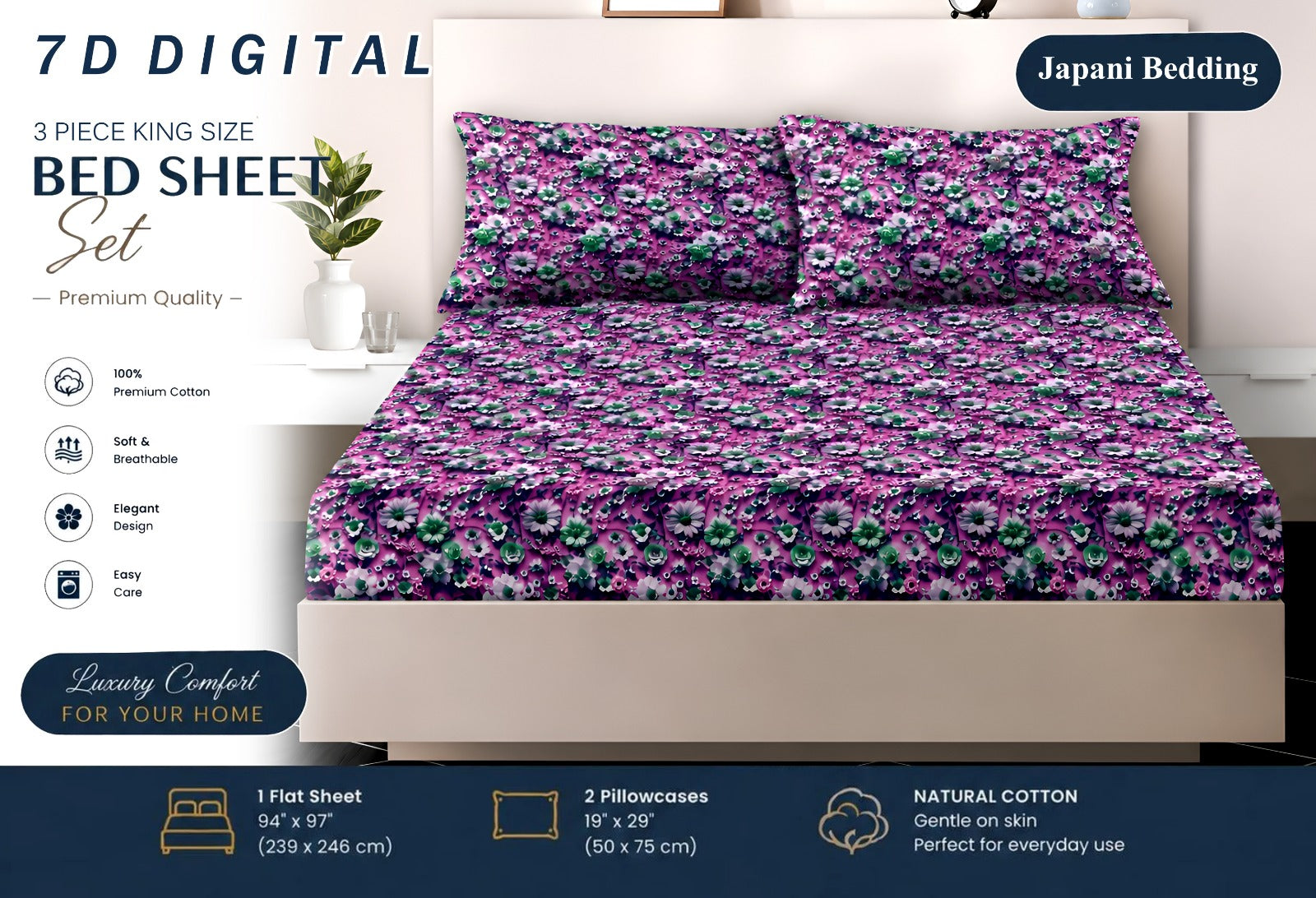 7D Digital Micro Cotton Bedsheets ( DZN 6614 )