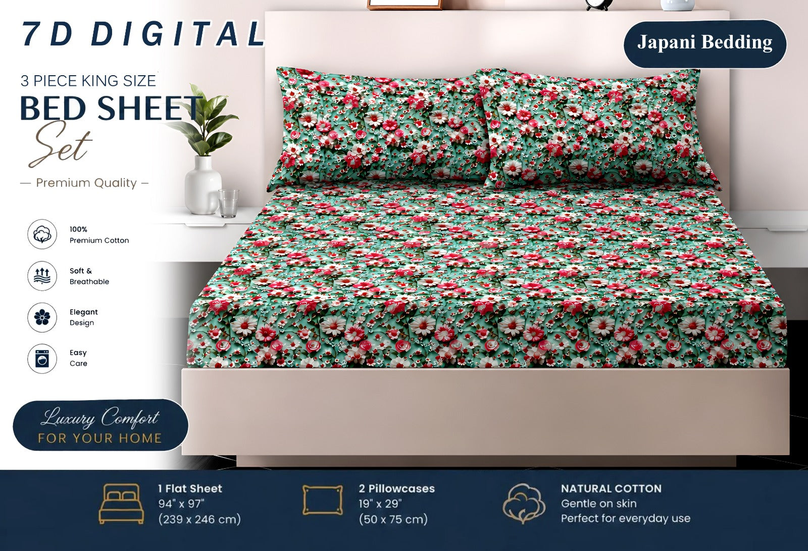 7D Digital Micro Cotton Bedsheets ( DZN 6615 )