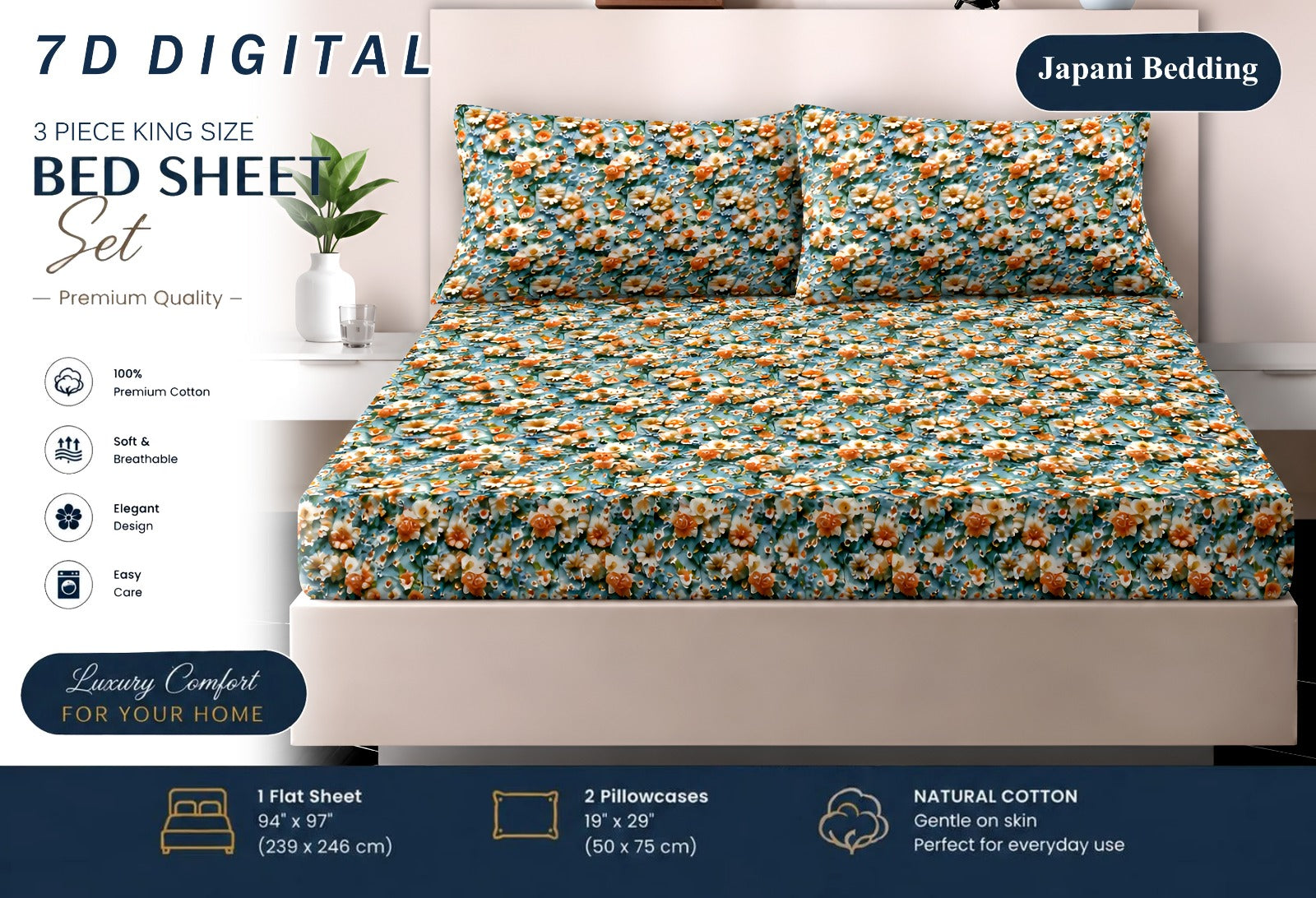 7D Digital Micro Cotton Bedsheets ( DZN 6618 )