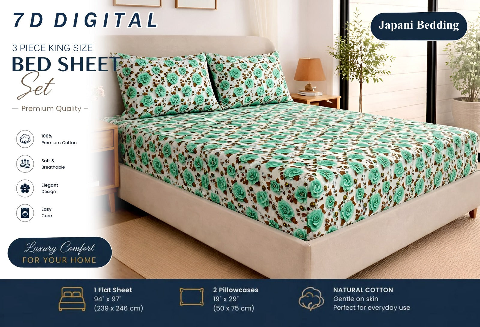 7D Digital Micro Cotton Bedsheets ( DZN 6619 )