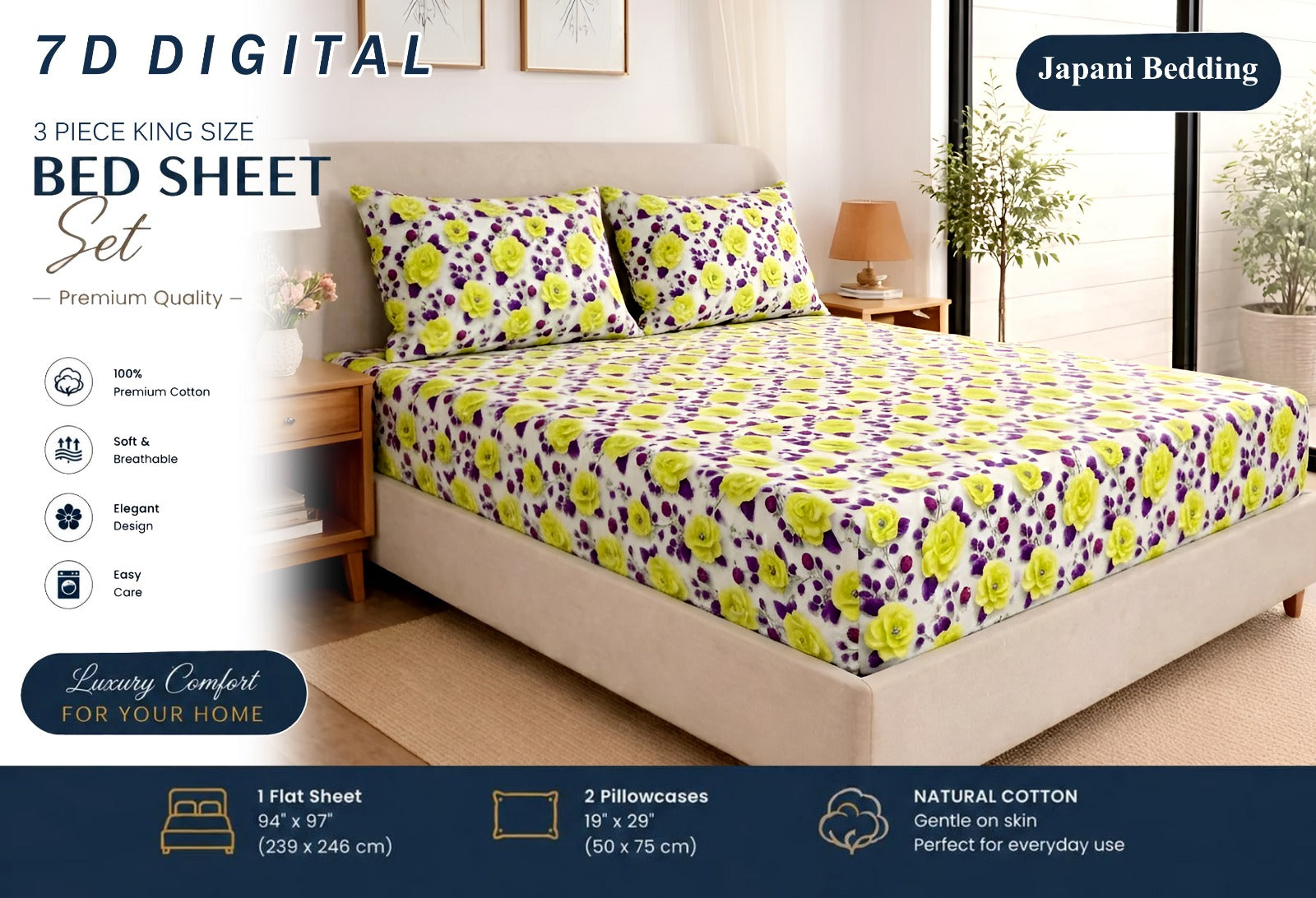 7D Digital Micro Cotton Bedsheets ( DZN 6620 )