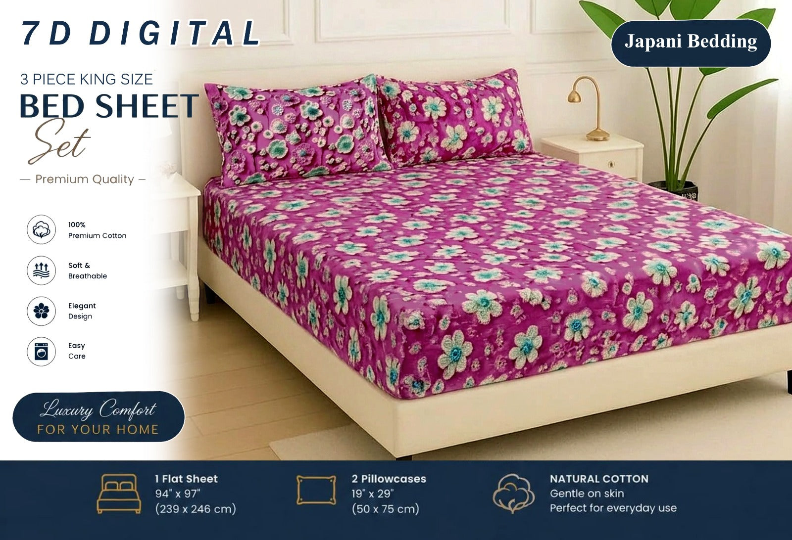 7D Digital Micro Cotton Bedsheets ( DZN 6627 )