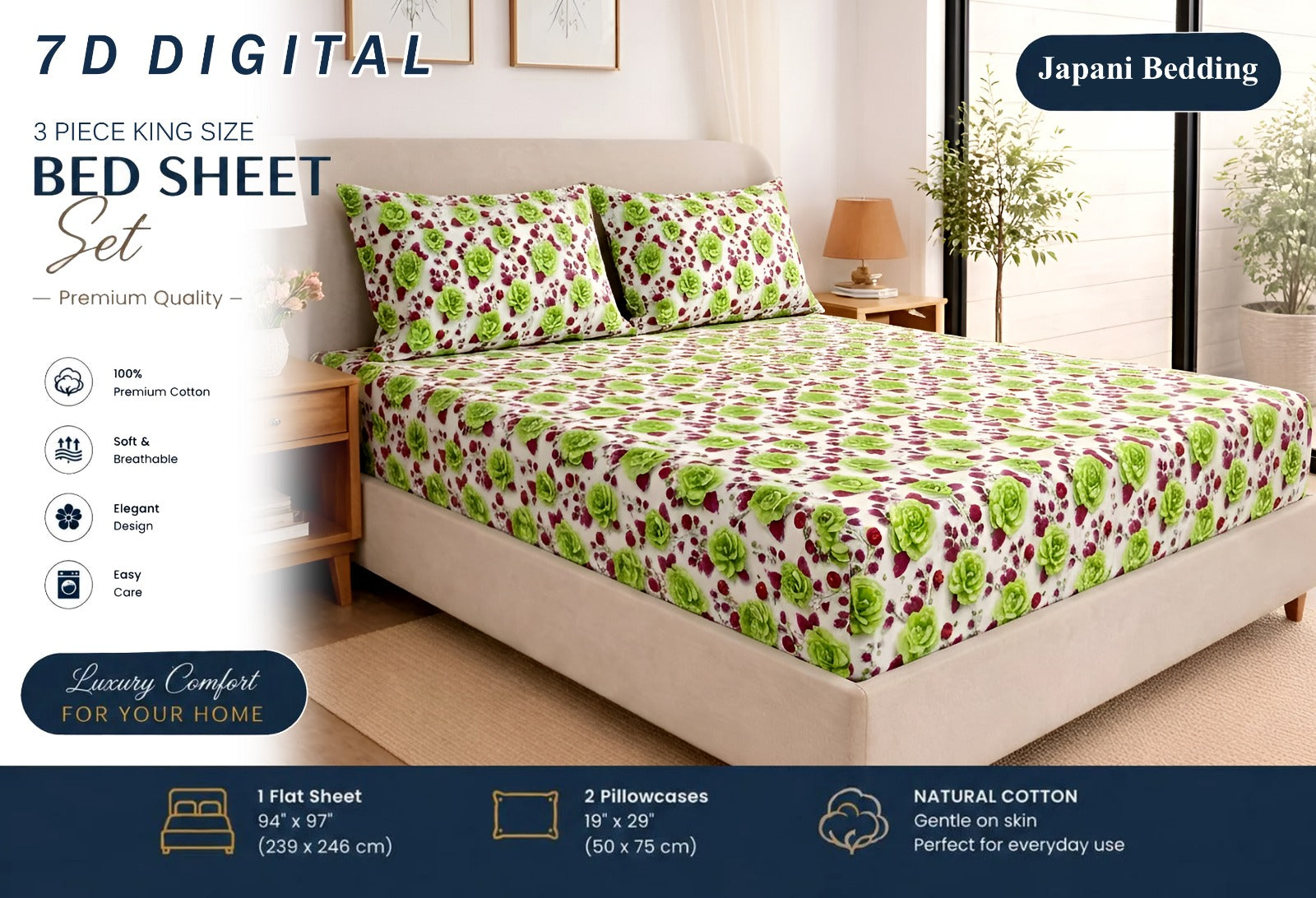 7D Digital Micro Cotton Bedsheets ( DZN 6633 )