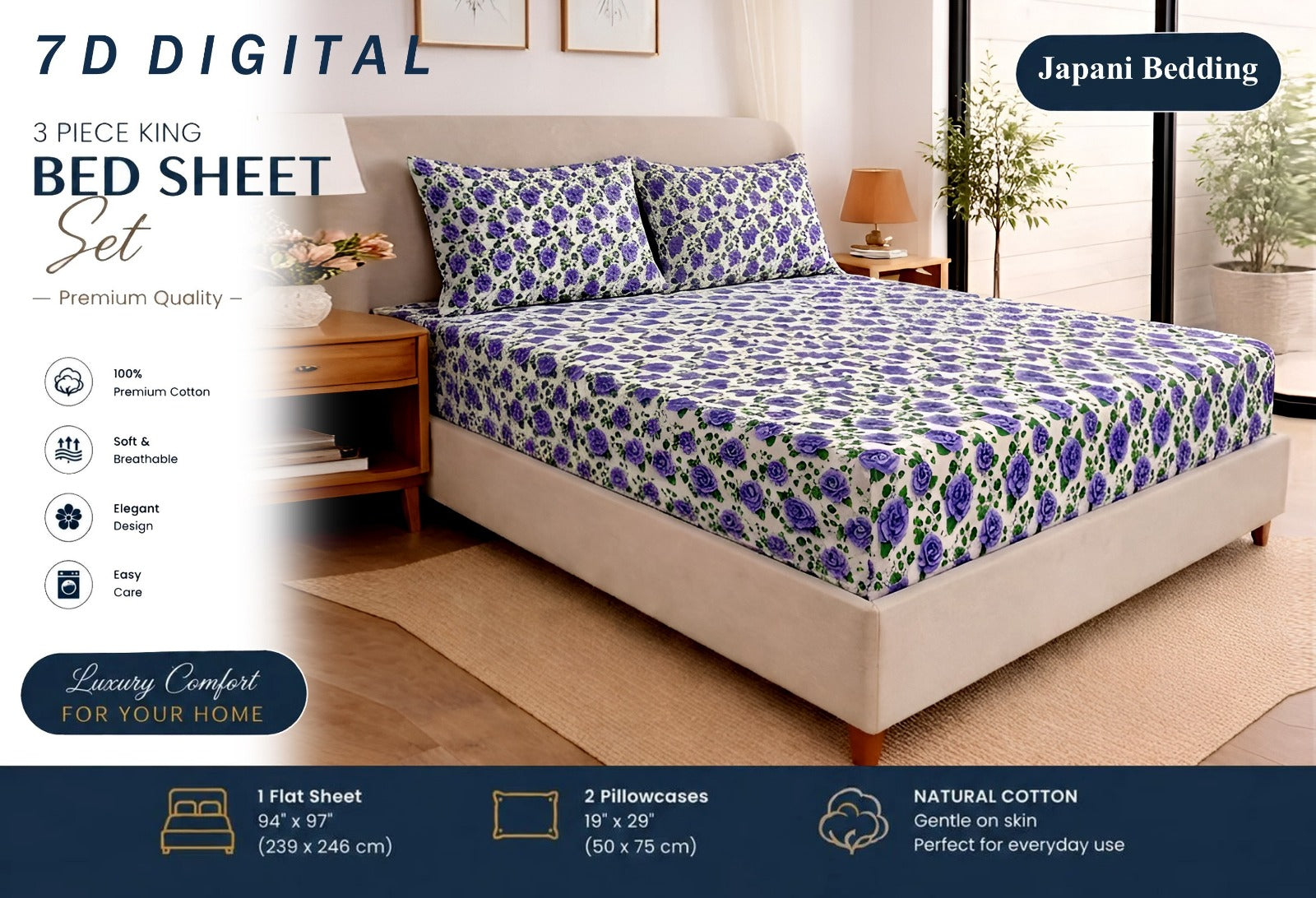 7D Digital Micro Cotton Bedsheets ( DZN 6634 )
