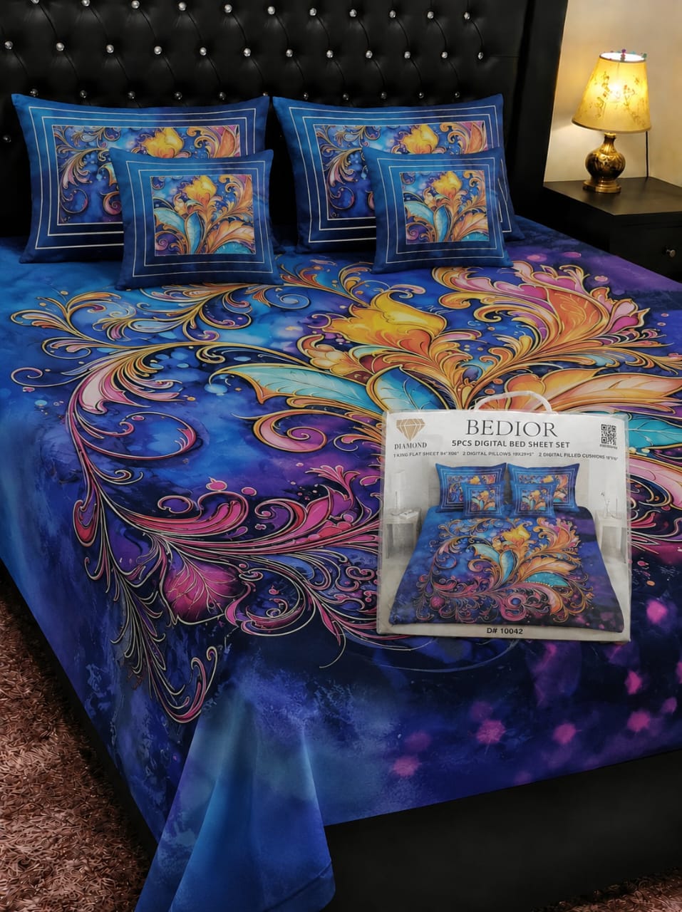 🌸 BEDIOR 5 PCS Digital Bed Sheet Set 🌸