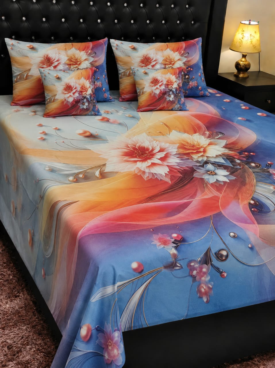 🌸 BEDIOR 5 PCS Digital Bed Sheet Set 🌸