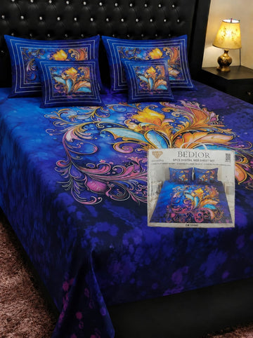 🌸 BEDIOR 5 PCS Digital Bed Sheet Set 🌸