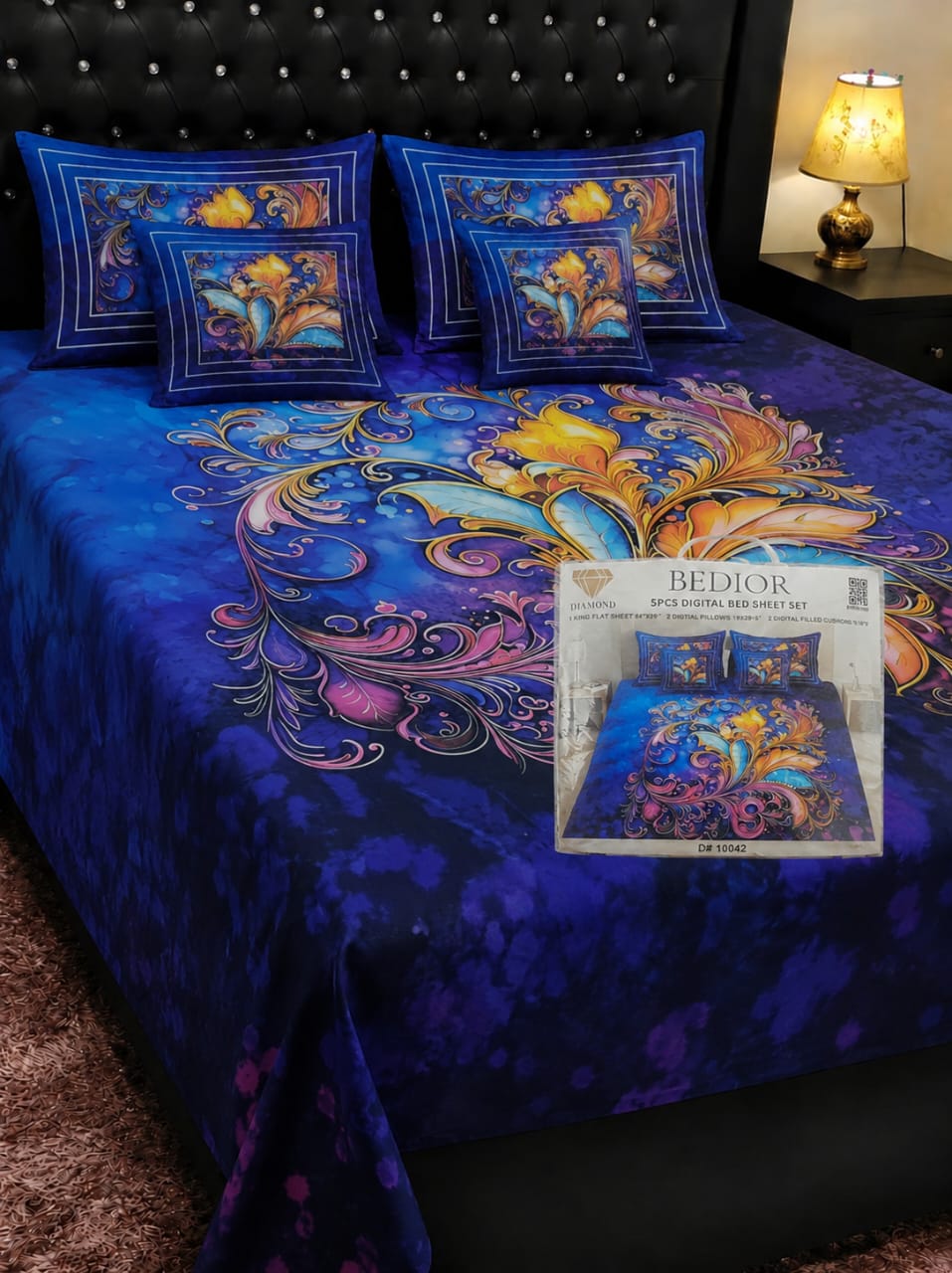 🌸 BEDIOR 5 PCS Digital Bed Sheet Set 🌸
