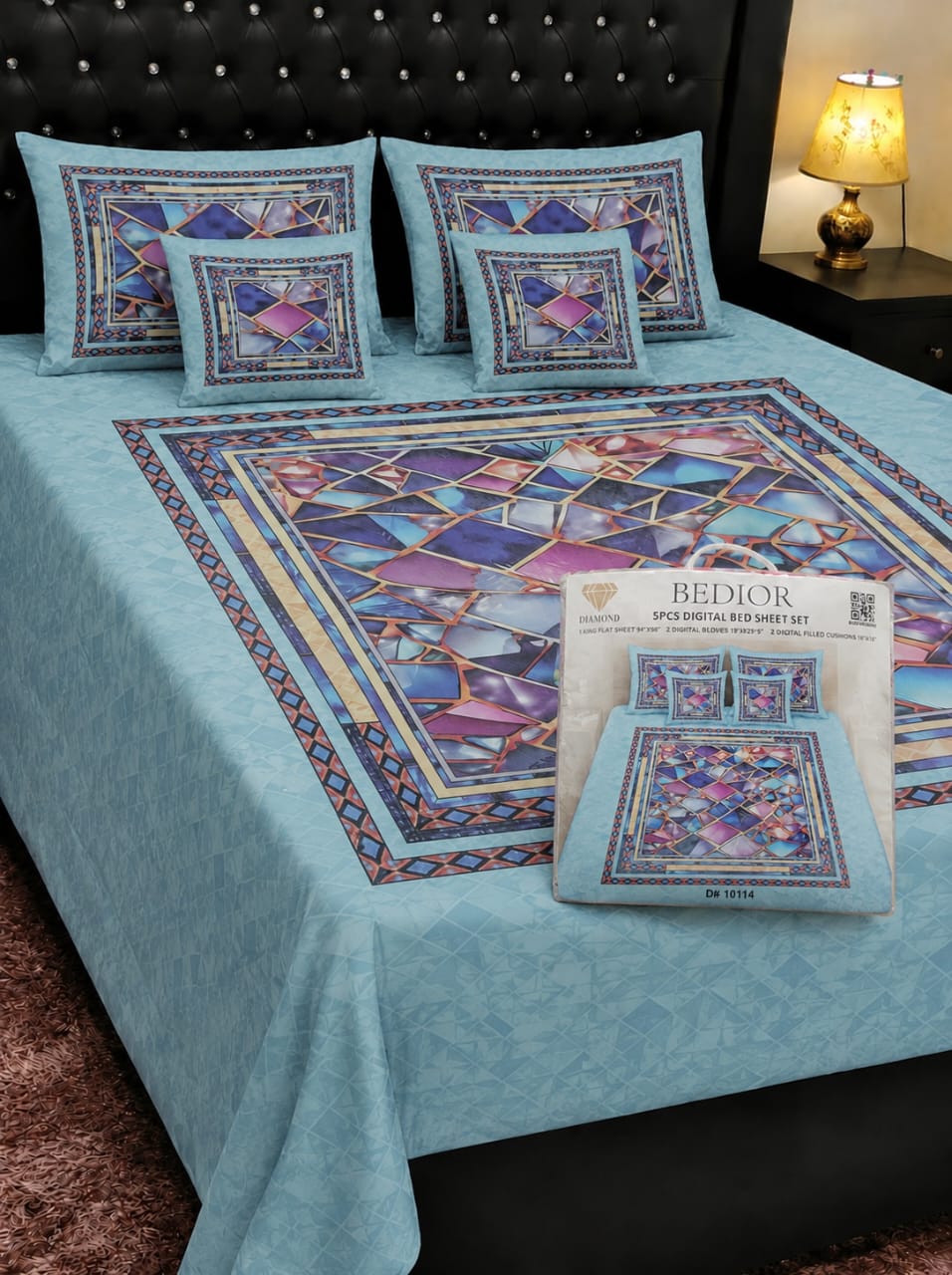 🌸 BEDIOR 5 PCS Digital Bed Sheet Set 🌸