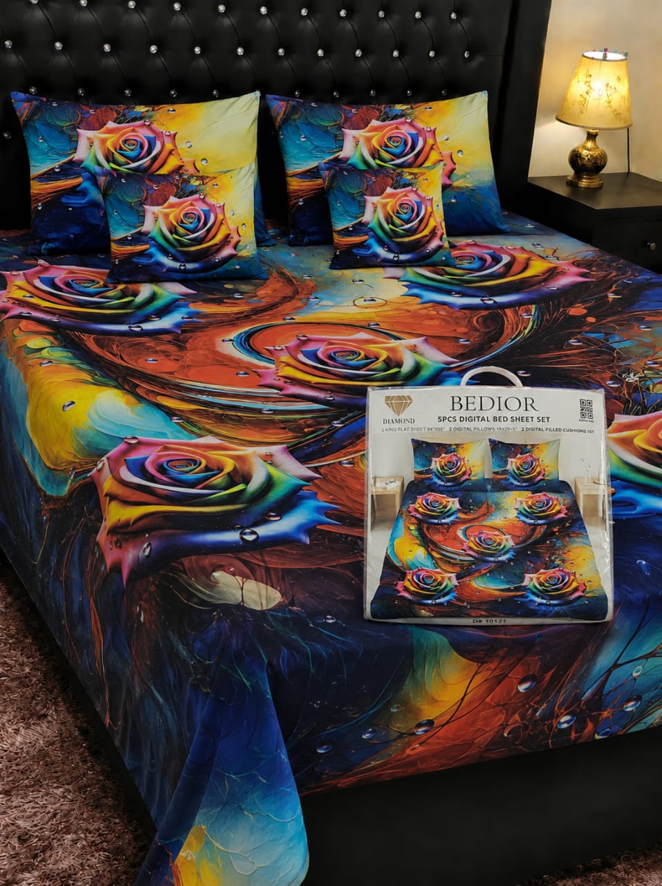 🌸 BEDIOR 5 PCS Digital Bed Sheet Set 🌸