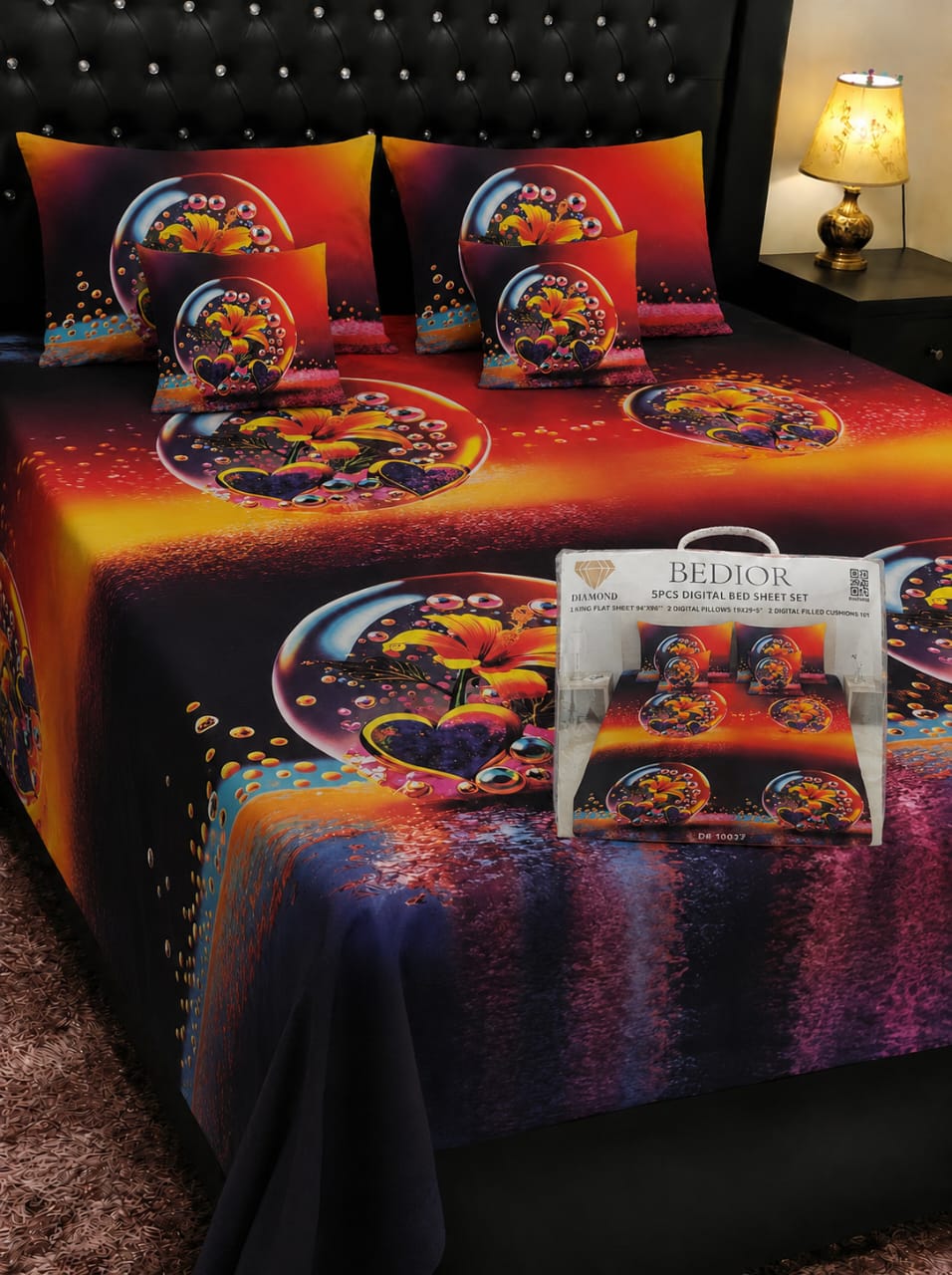🌸 BEDIOR 5 PCS Digital Bed Sheet Set 🌸