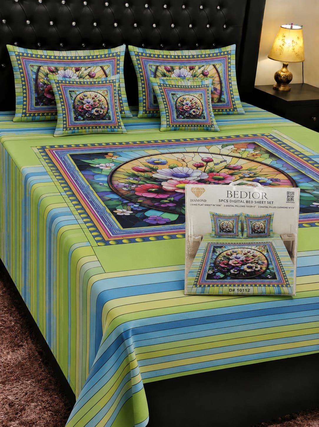 🌸 BEDIOR 5 PCS Digital Bed Sheet Set 🌸