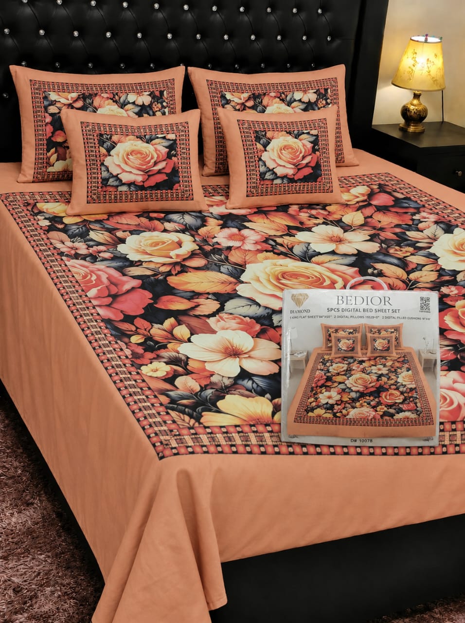 🌸 BEDIOR 5 PCS Digital Bed Sheet Set 🌸