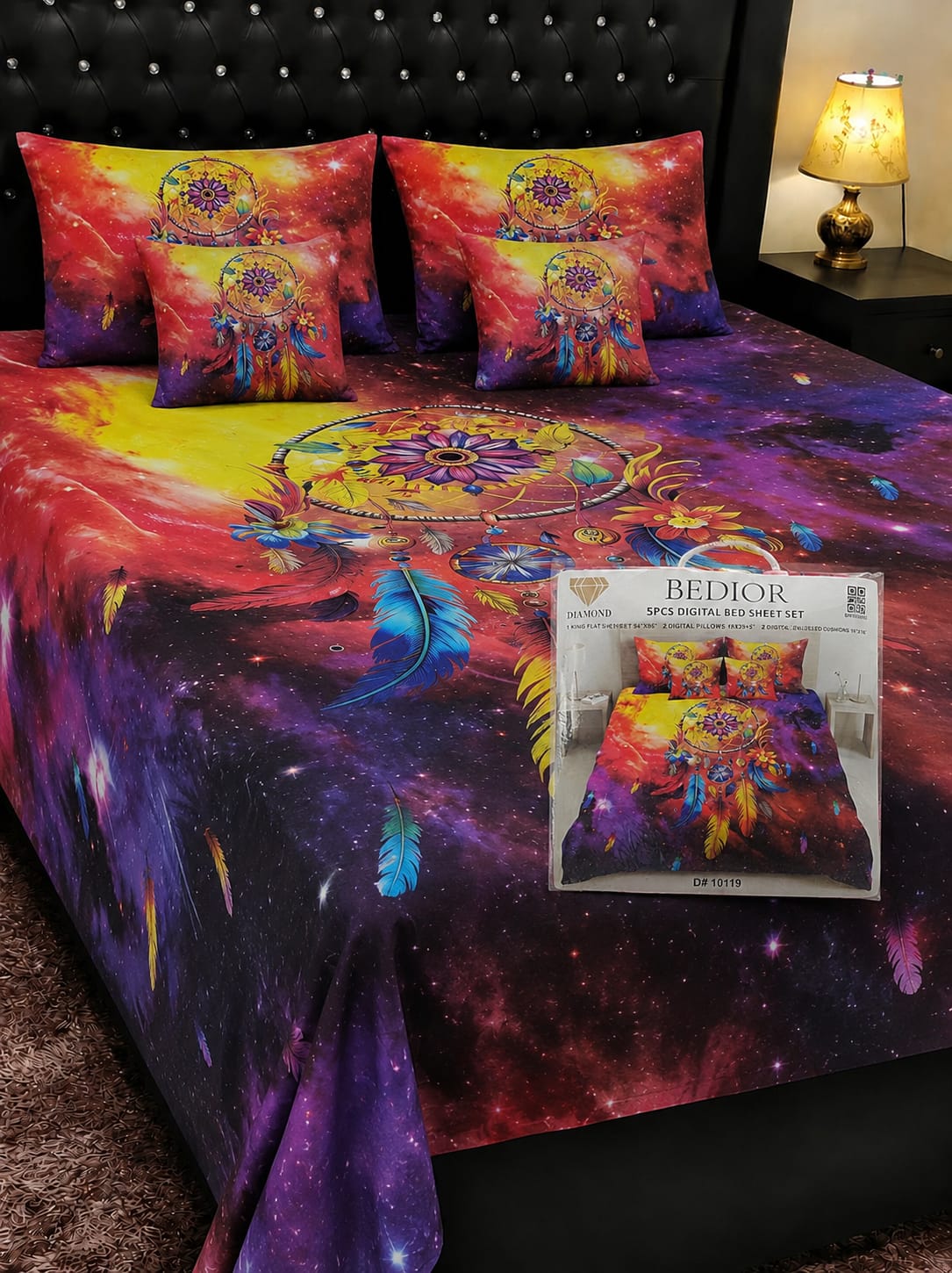 🌸 BEDIOR 5 PCS Digital Bed Sheet Set 🌸