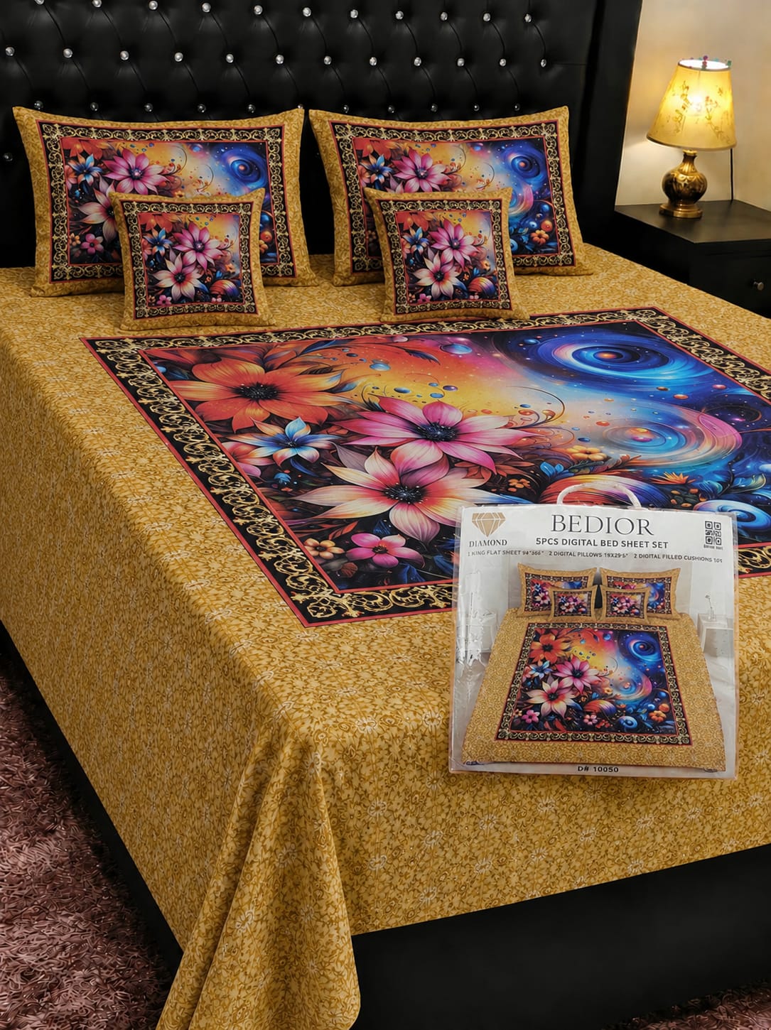 🌸 BEDIOR 5 PCS Digital Bed Sheet Set 🌸