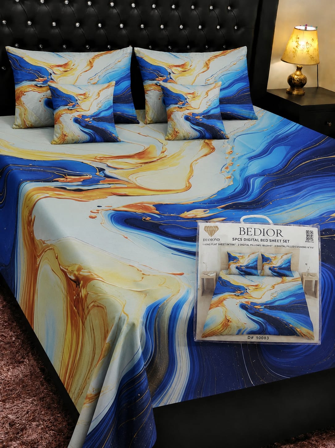 🌸 BEDIOR 5 PCS Digital Bed Sheet Set 🌸
