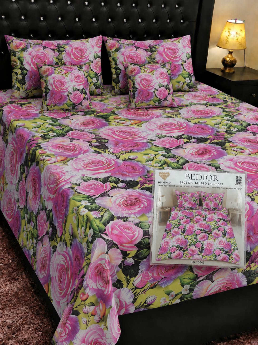 🌸 BEDIOR 5 PCS Digital Bed Sheet Set 🌸