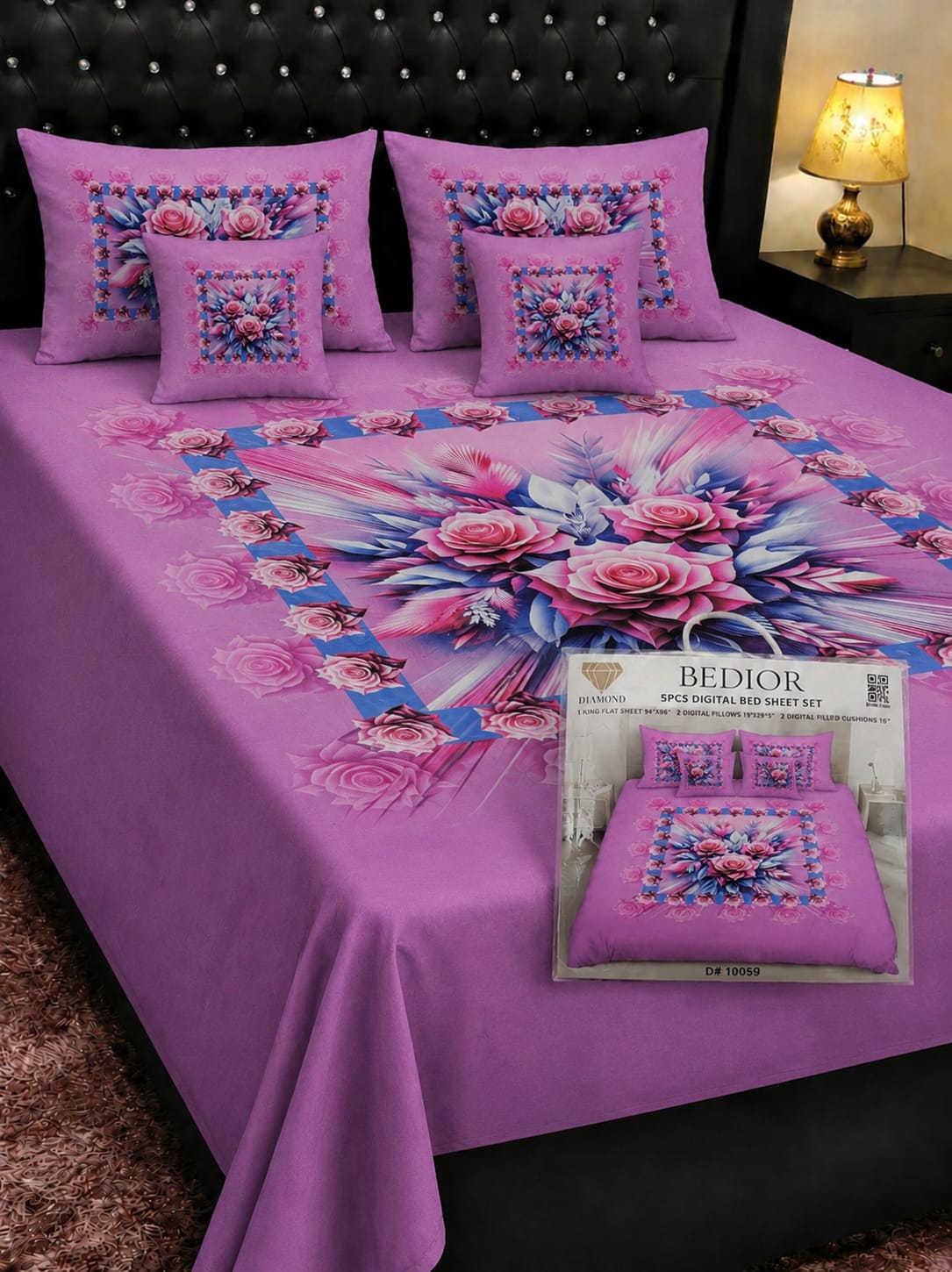 🌸 BEDIOR 5 PCS Digital Bed Sheet Set 🌸