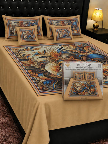 🌸 BEDIOR 5 PCS Digital Bed Sheet Set 🌸