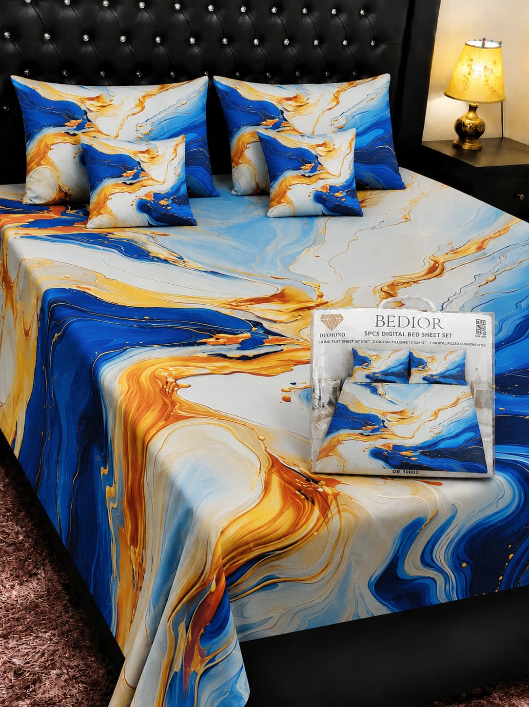 🌸 BEDIOR 5 PCS Digital Bed Sheet Set 🌸