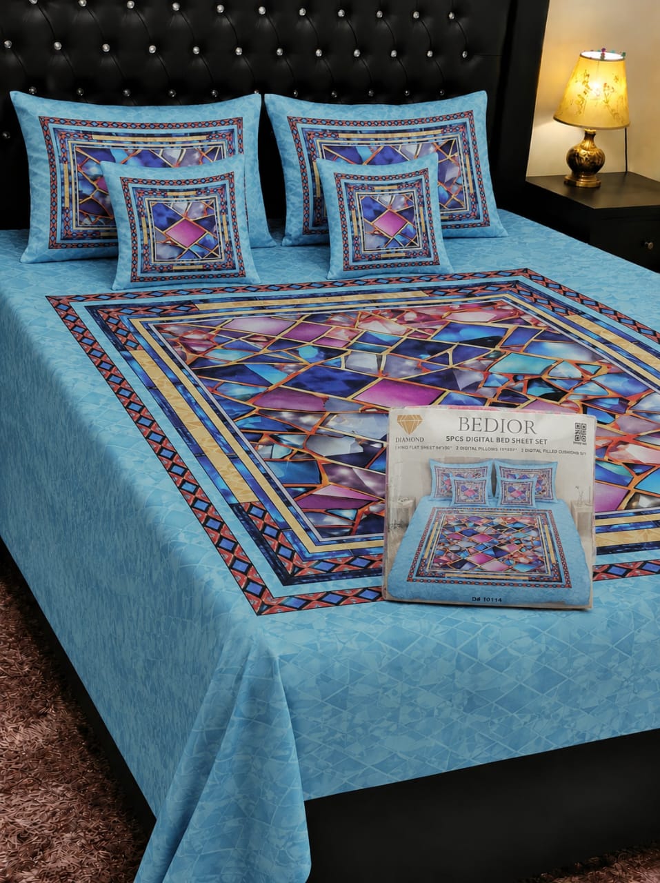 🌸 BEDIOR 5 PCS Digital Bed Sheet Set 🌸