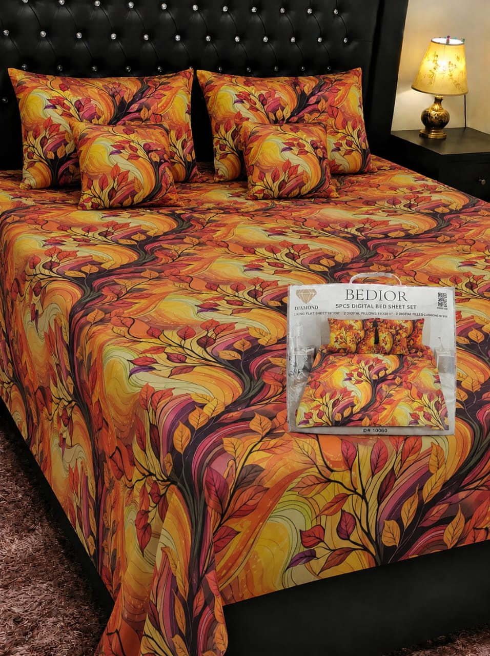 🌸 BEDIOR 5 PCS Digital Bed Sheet Set 🌸