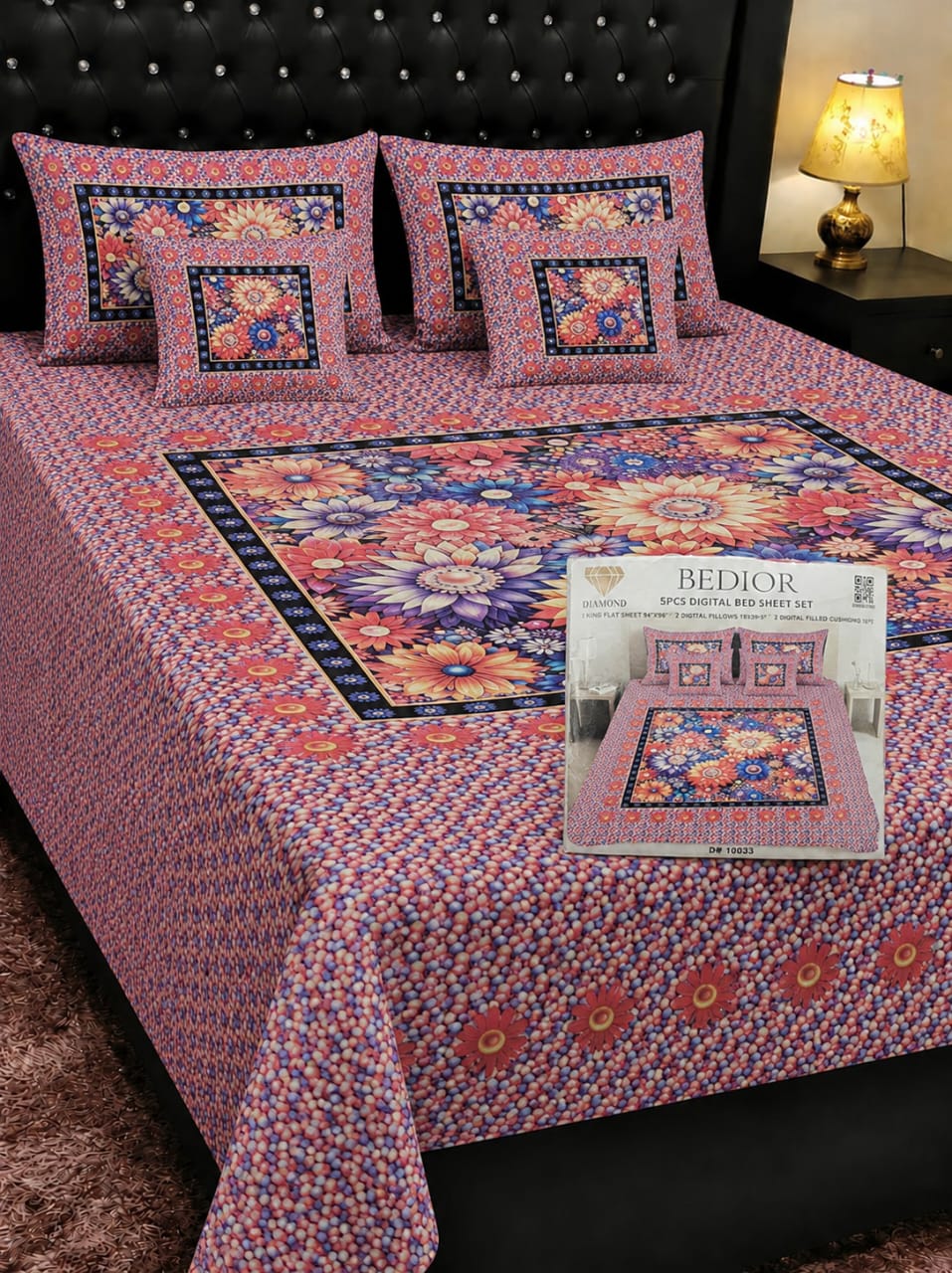 🌸 BEDIOR 5 PCS Digital Bed Sheet Set 🌸