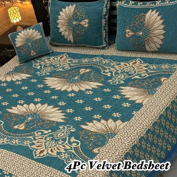 4Pc Velvet Jaquard Bedsheet (Ds No 10113 )