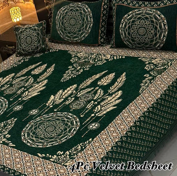 4Pc Velvet Jaquard Bedsheet (Ds No 10115 )