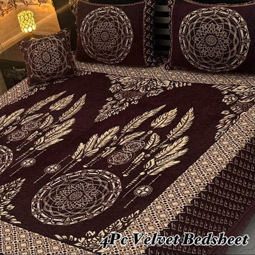 4Pc Velvet Jaquard Bedsheet (Ds No 10116 )