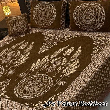 4Pc Velvet Jaquard Bedsheet (Ds No 10117 )