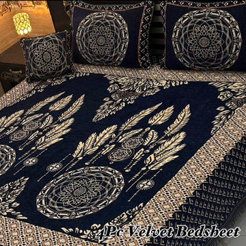 4Pc Velvet Jaquard Bedsheet (Ds No 10118 )