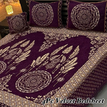 4Pc Velvet Jaquard Bedsheet (Ds No 10119 )