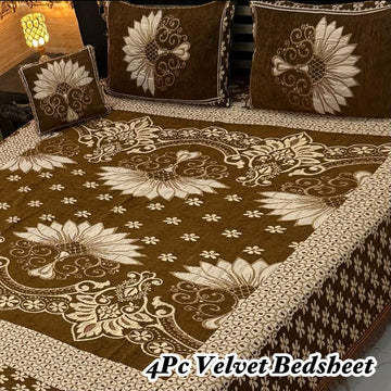 4Pc Velvet Jaquard Bedsheet (Ds No 10121 )