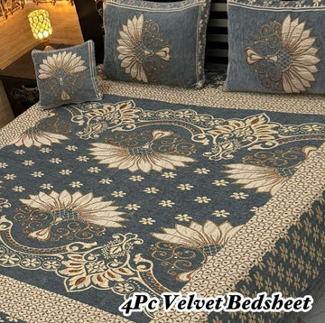 4Pc Velvet Jaquard Bedsheet (Ds No 10122 )
