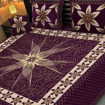 4Pc Velvet Jaquard Bedsheet (Ds No 10130 )