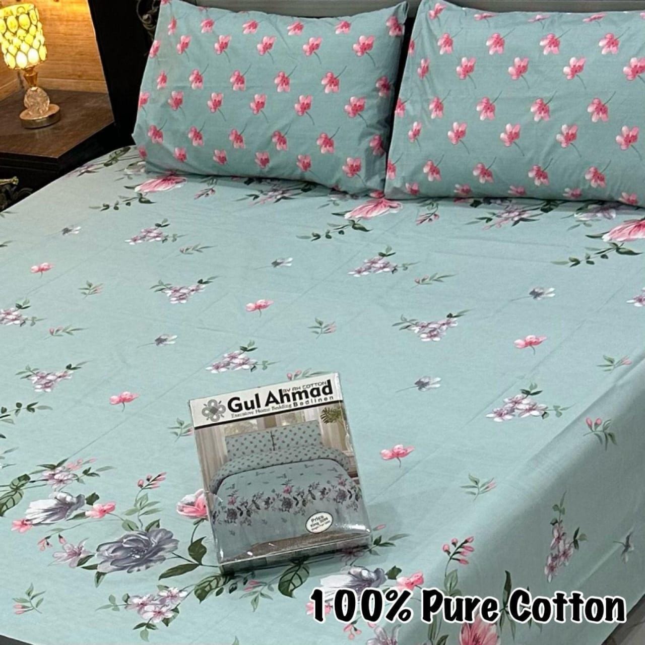 Gul Ahmed-King cotton bedsheet 3 pcs