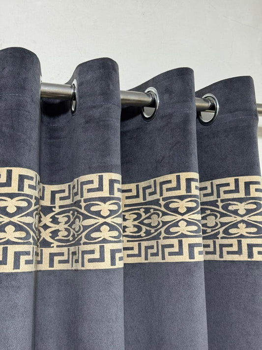 ⚜️ Velvet  Executive Curtain - Top border aplic design✨