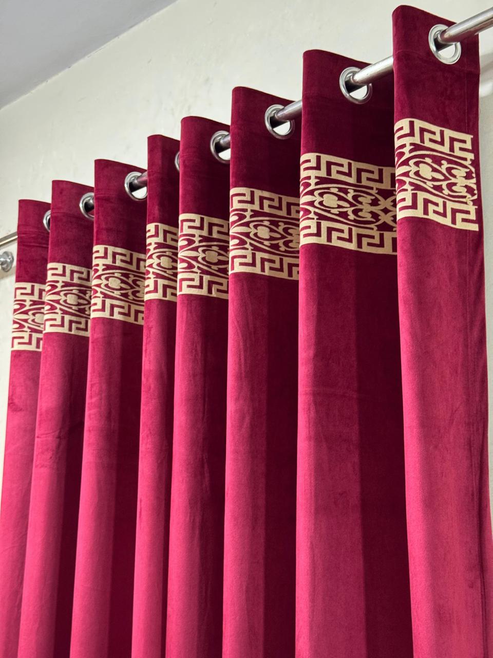 ⚜️ Velvet  Executive Curtain - Top border aplic design✨