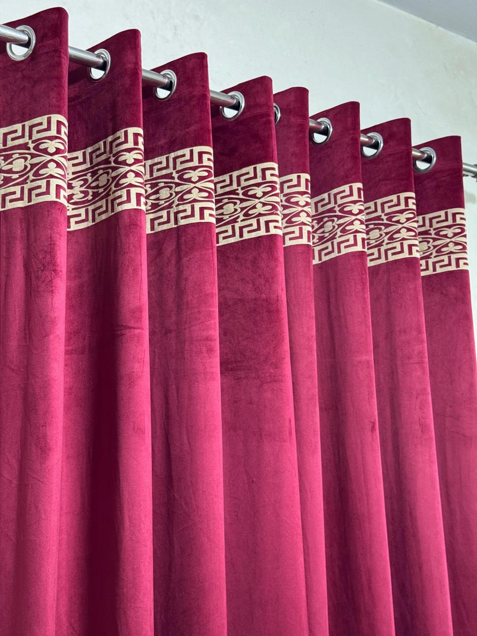 ⚜️ Velvet  Executive Curtain - Top border aplic design✨