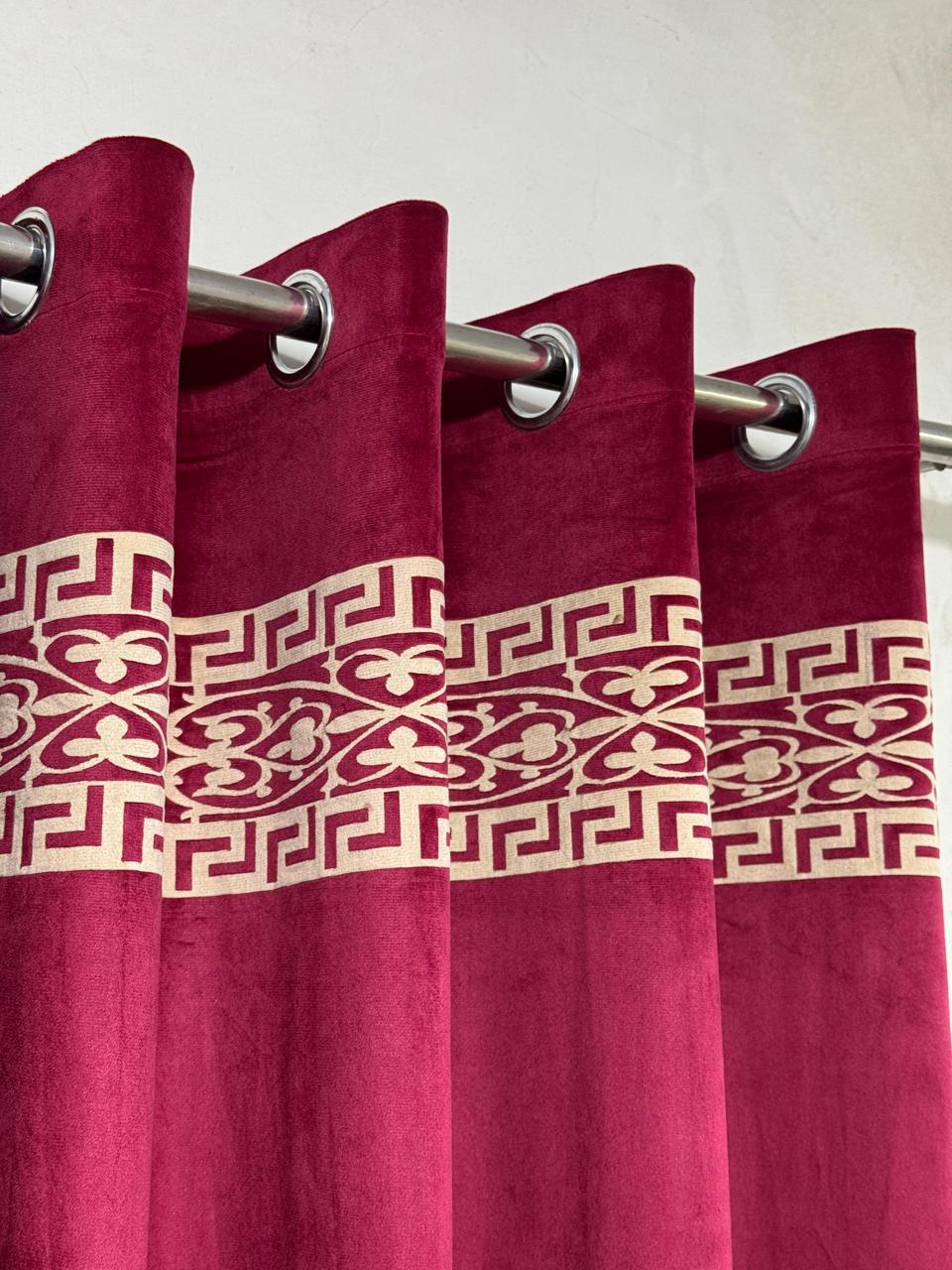 ⚜️ Velvet  Executive Curtain - Top border aplic design✨