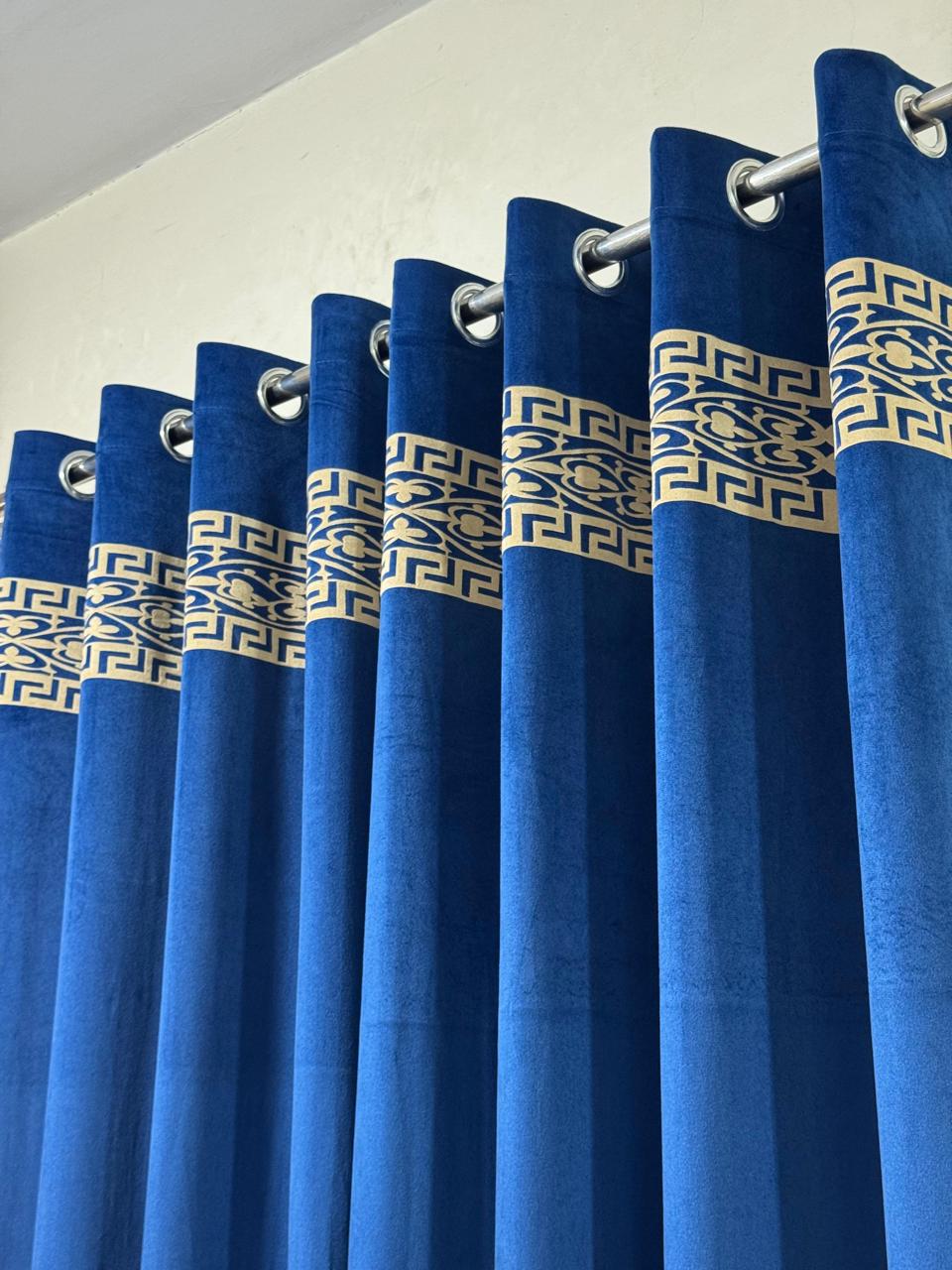 ⚜️ Velvet  Executive Curtain - Top border aplic design✨