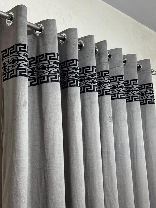 ⚜️ Velvet  Executive Curtain - Top border aplic design✨