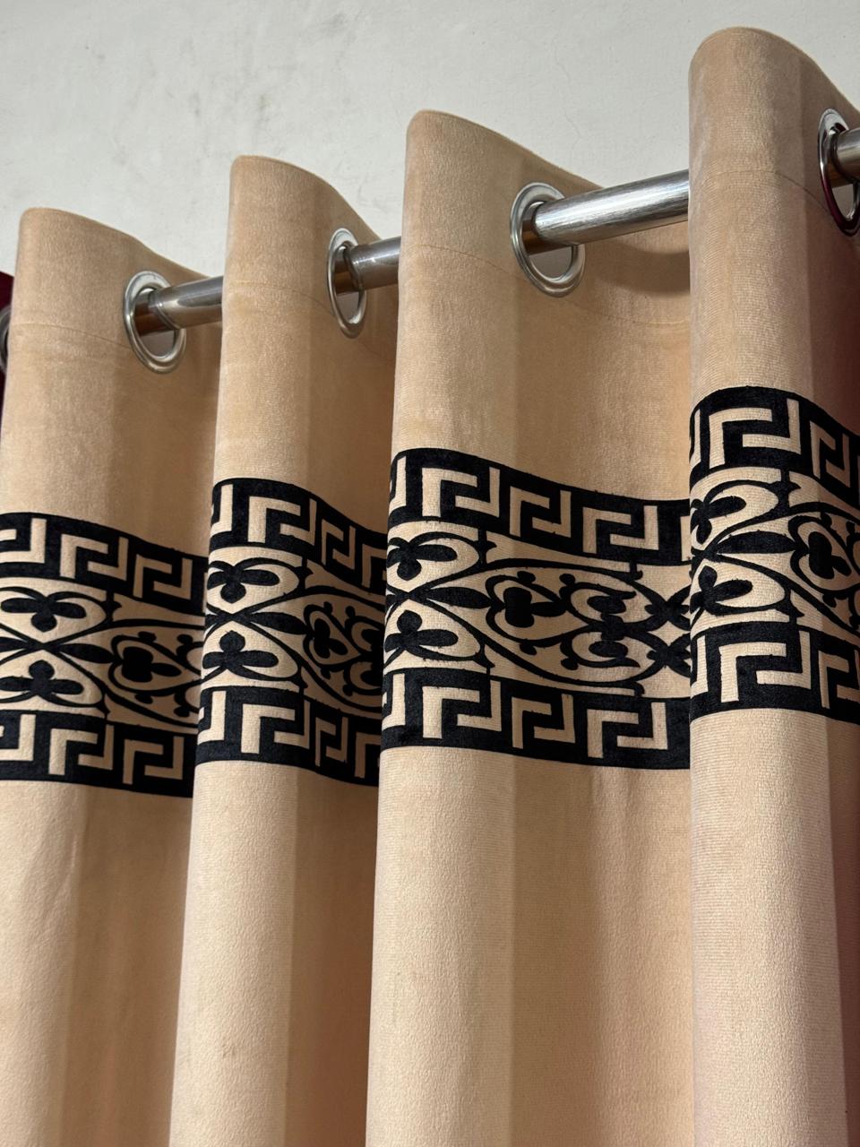 ⚜️ Velvet  Executive Curtain - Top border aplic design✨