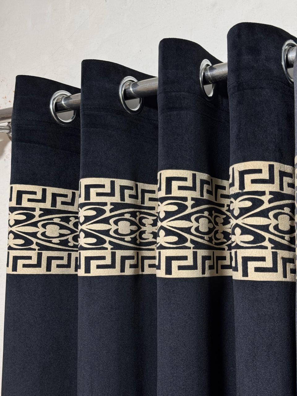 ⚜️ Velvet  Executive Curtain - Top border aplic design✨